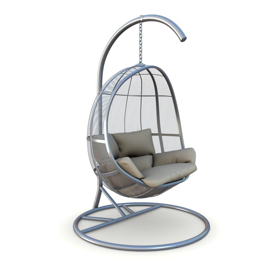 Swing Chair 3D Model – Low Poly Outdoor Furniture, FBX, OBJ - View 6