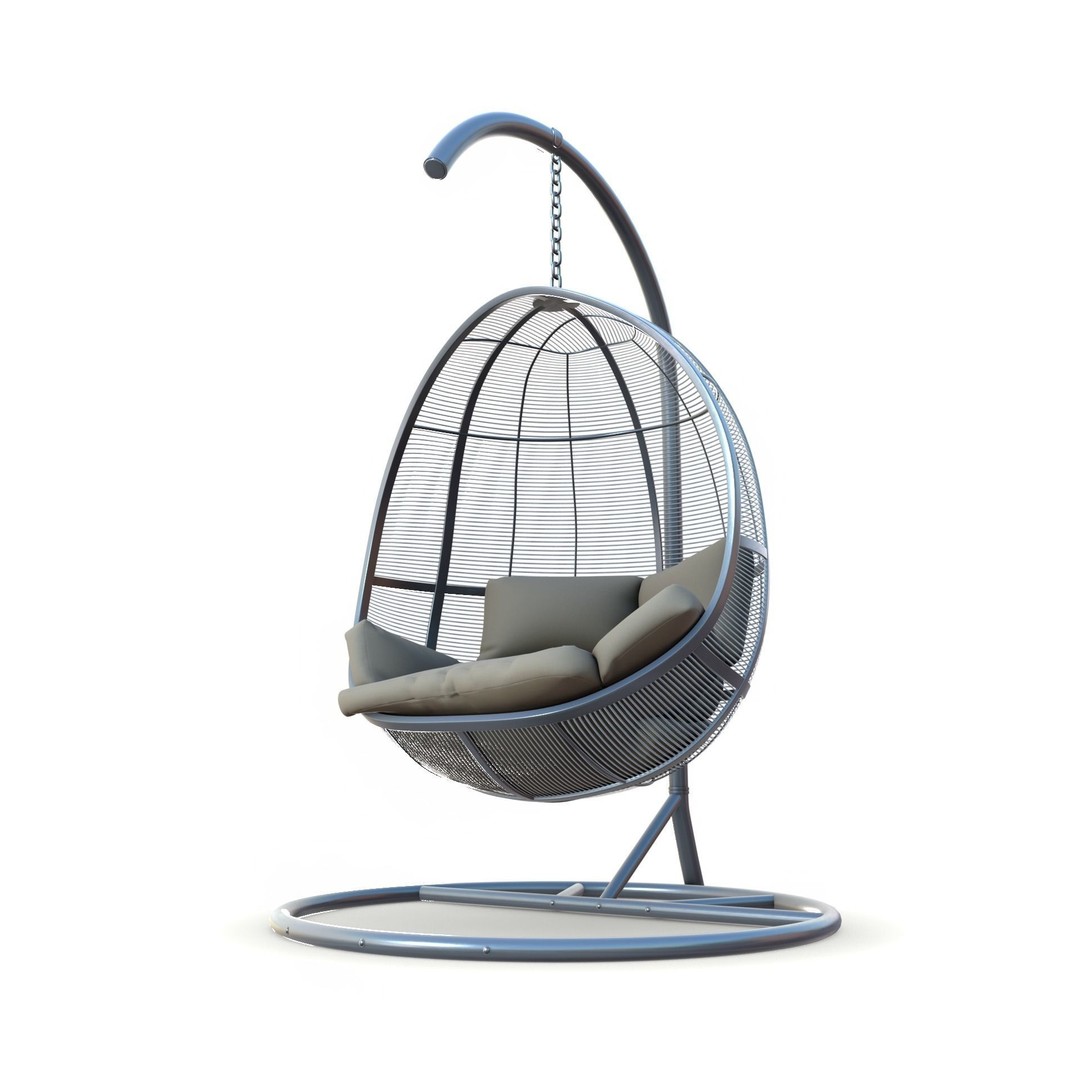 Swing Chair 3D Model – Low Poly Outdoor Furniture, FBX, OBJ - View 7