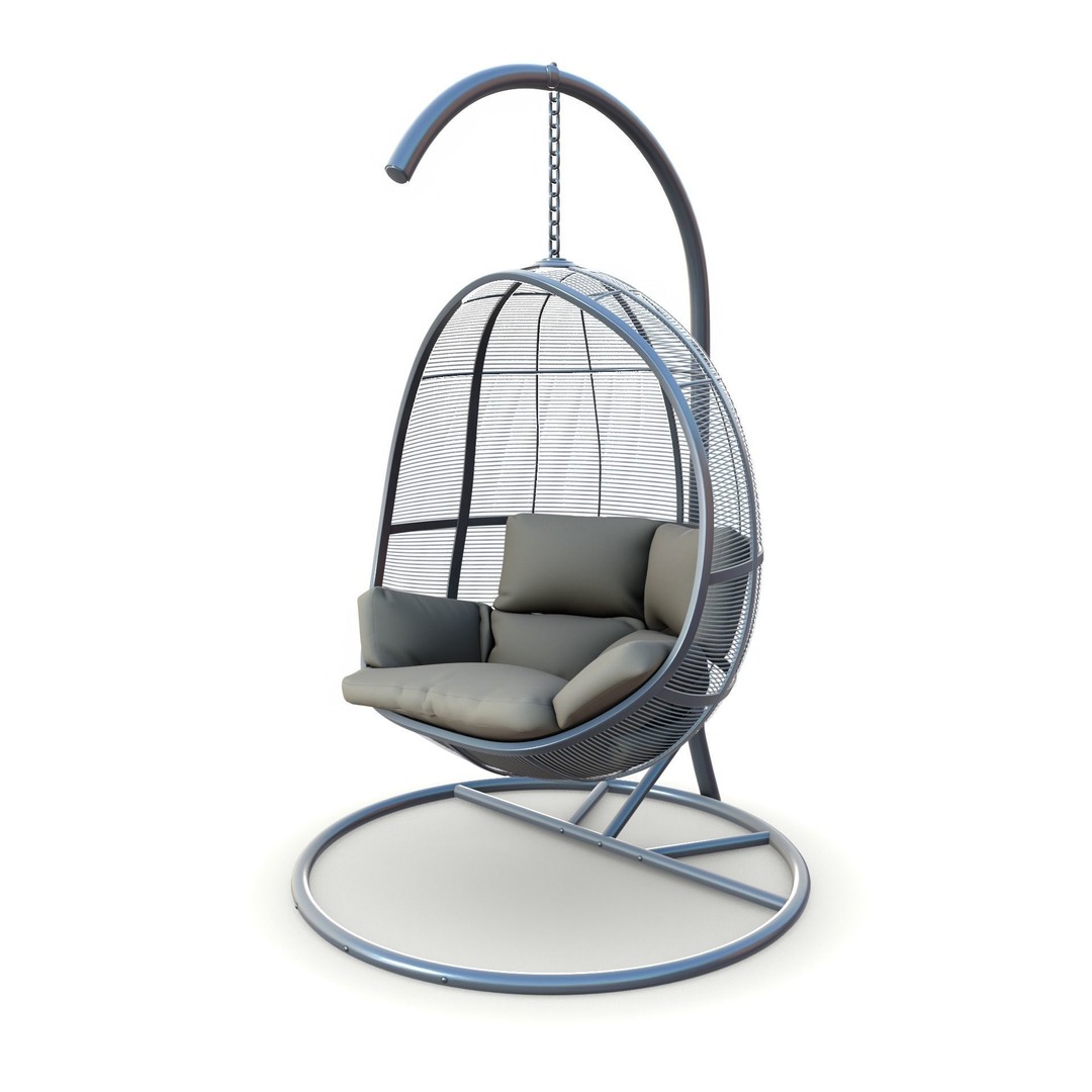 Swing Chair 3D Model – Low Poly Outdoor Furniture, FBX, OBJ - View 8