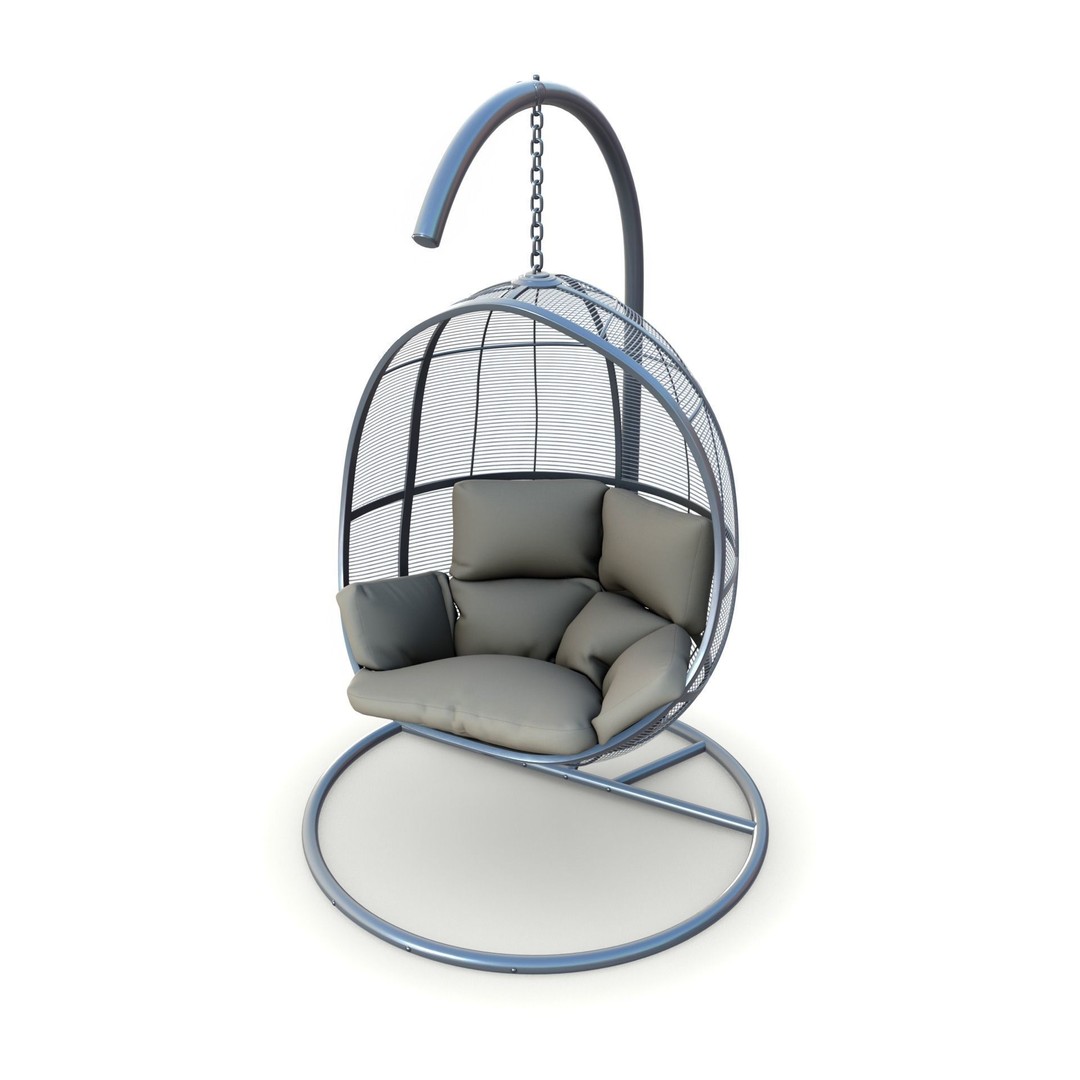 Swing Chair 3D Model – Low Poly Outdoor Furniture, FBX, OBJ - View 9