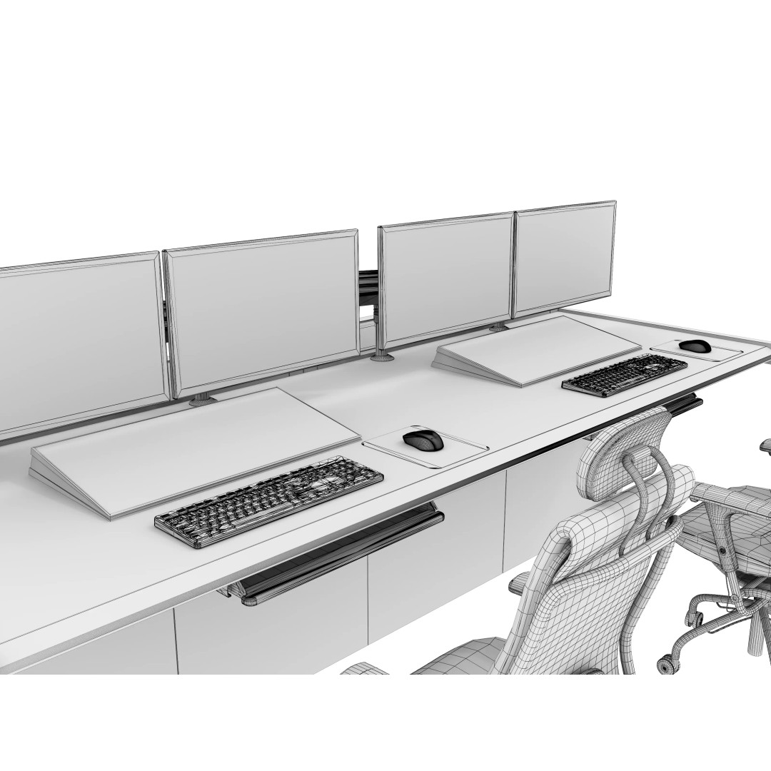 Control Room Desk 3D Model – Interior Furniture, Game-Ready FBX