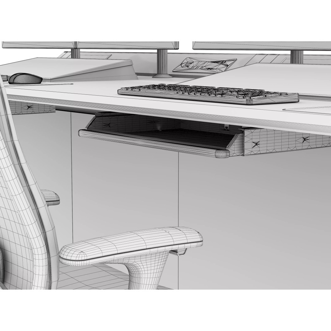 Control Room Desk 3D Model – Interior Furniture, Game-Ready FBX - View 10
