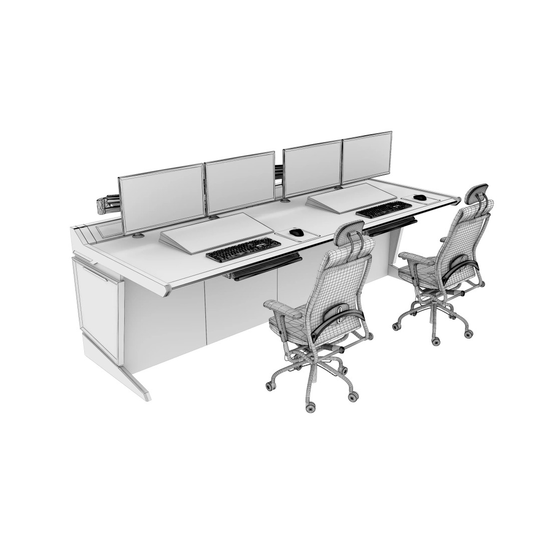 Control Room Desk 3D Model – Interior Furniture, Game-Ready FBX - View 14