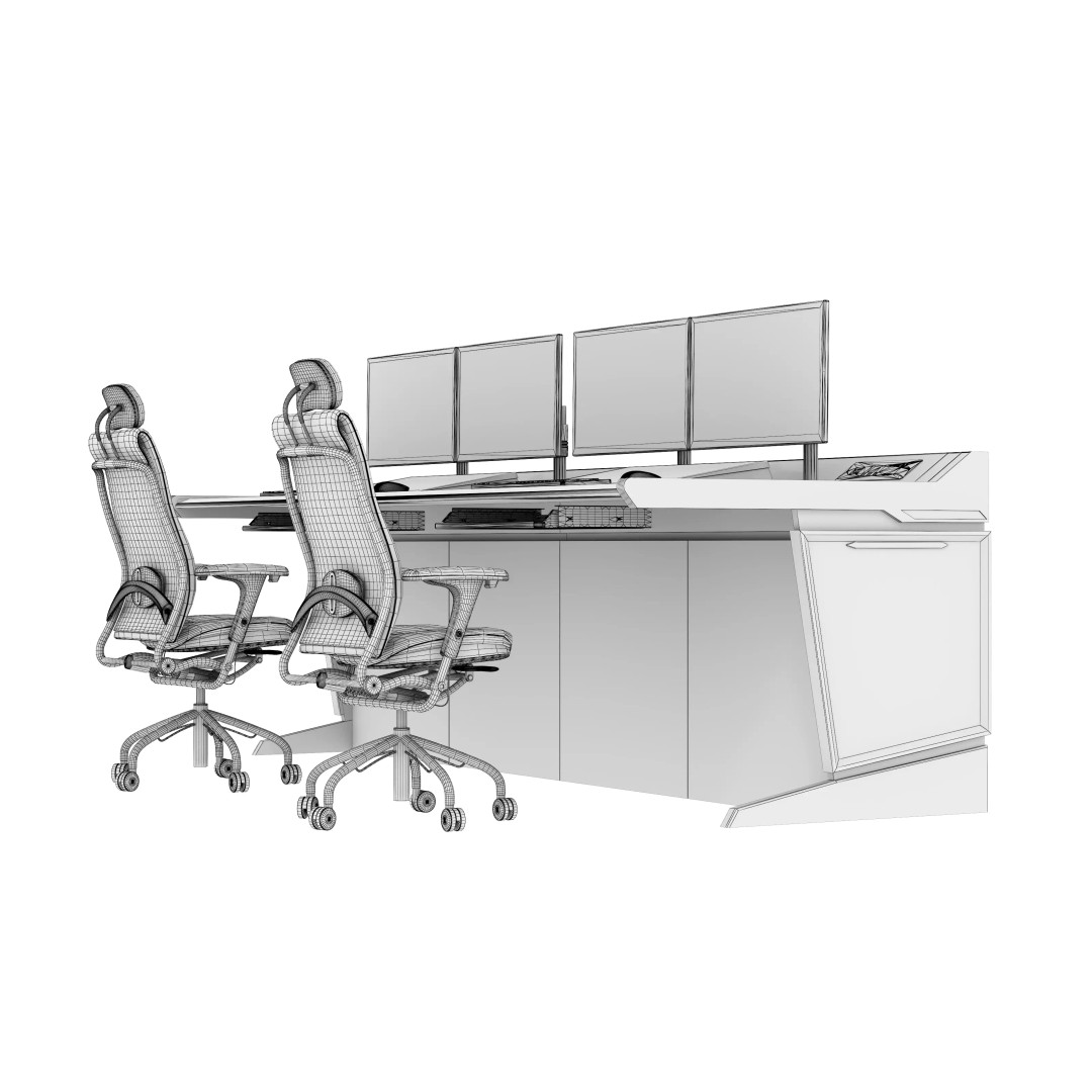 Control Room Desk 3D Model – Interior Furniture, Game-Ready FBX - View 15