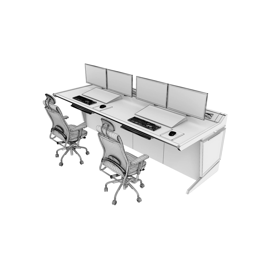 Control Room Desk 3D Model – Interior Furniture, Game-Ready FBX - View 16