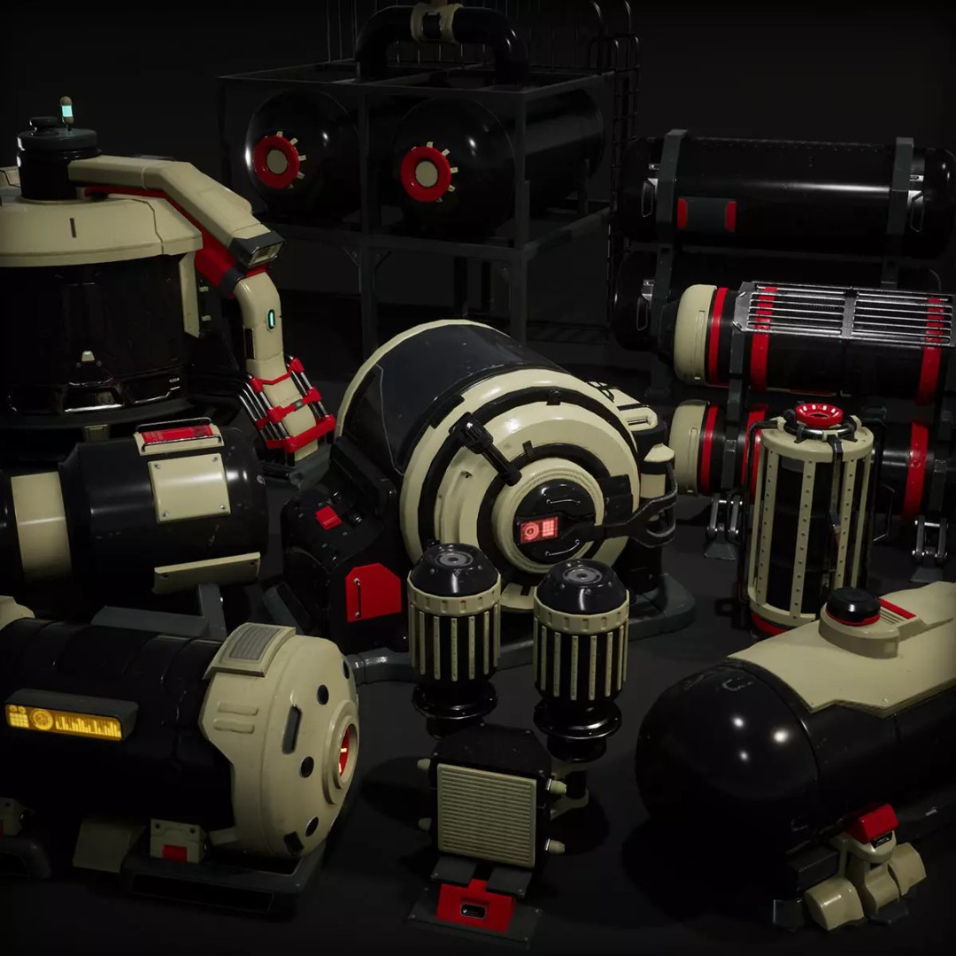 Sci-Fi Barrels 3D Model – Unique Props for Game Assets, PBR Textures - View 2