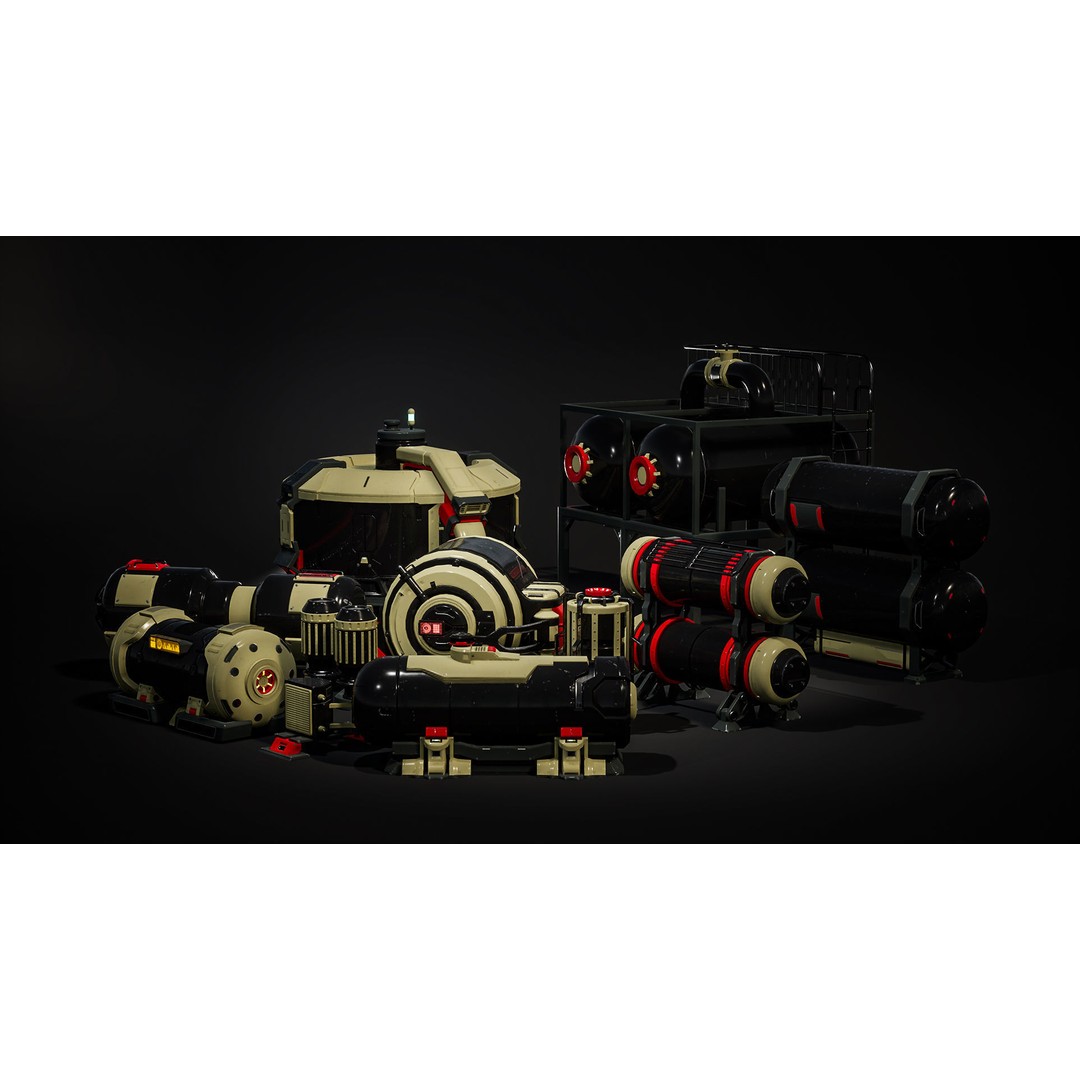 Sci-Fi Barrels 3D Model – Unique Props for Game Assets, PBR Textures - View 3