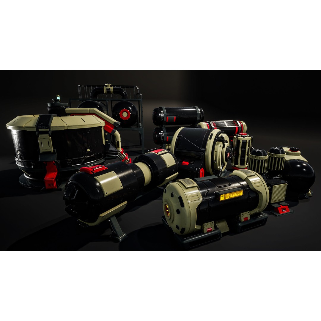 Sci-Fi Barrels 3D Model – Unique Props for Game Assets, PBR Textures - View 7