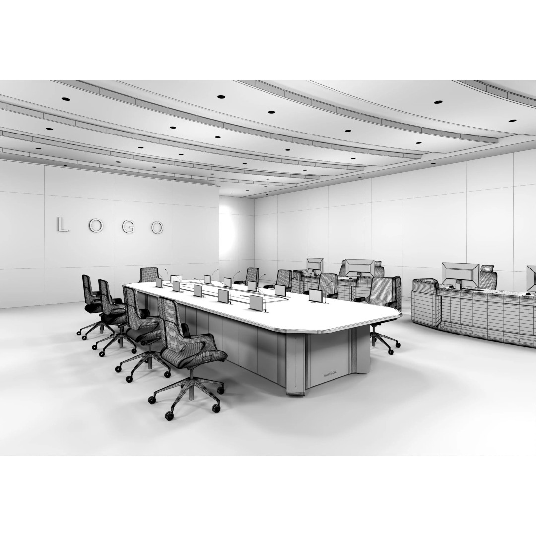 Control Room 3D Model – Low Poly Architectural Design, FBX, OBJ - View 11