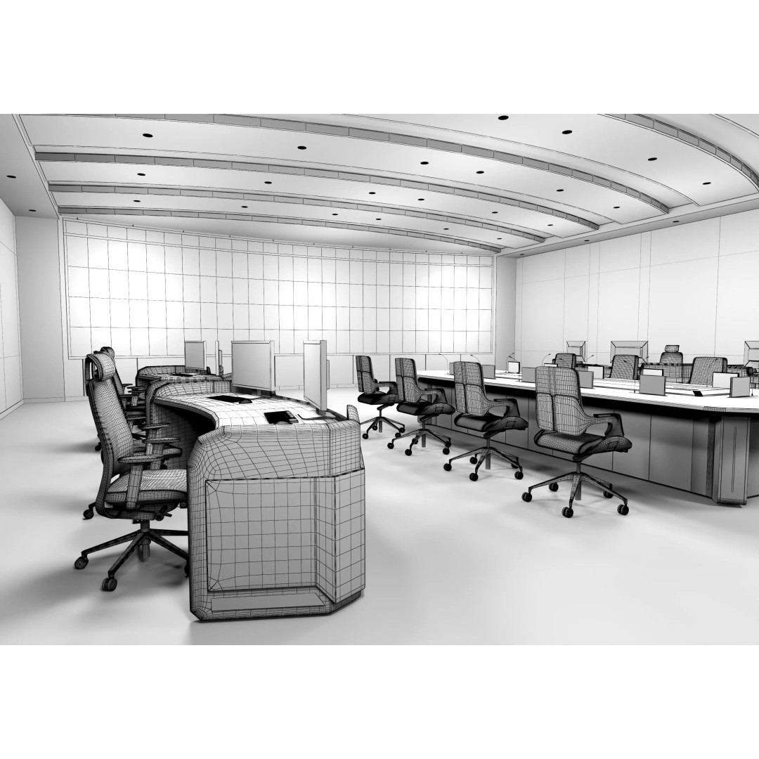 Control Room 3D Model – Low Poly Architectural Design, FBX, OBJ - View 15