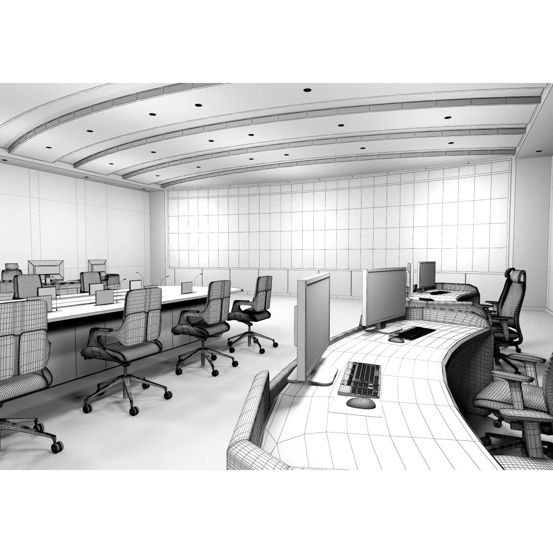 Control Room 3D Model – Low Poly Architectural Design, FBX, OBJ - View 16