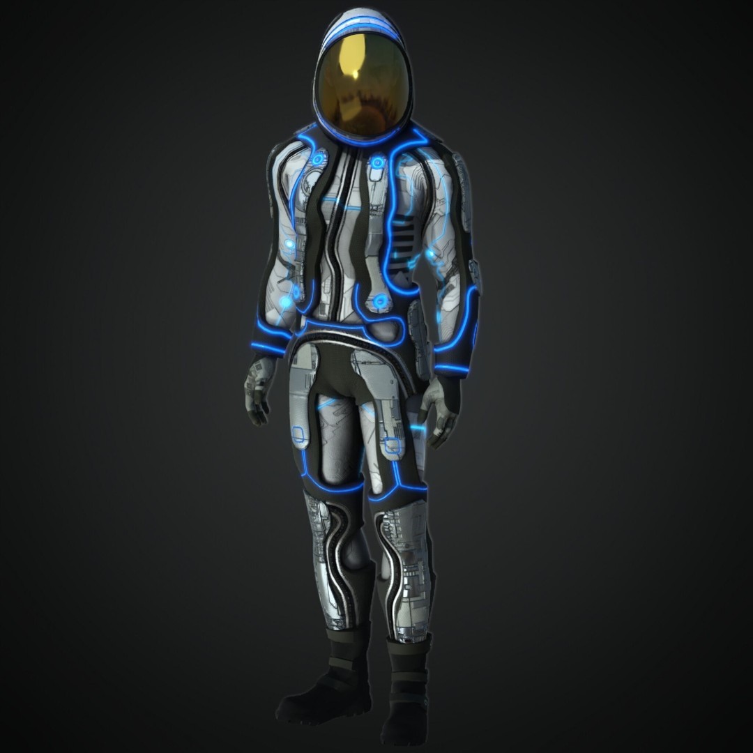 Cyberpunk Character 3D Model – Low Poly Rigged Asset, FBX - View 3