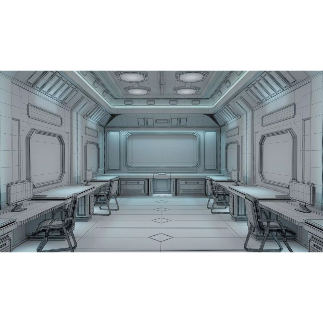 Sci-Fi Interior Station 3D Model – PBR Textures, Game-Ready Formats - View 10