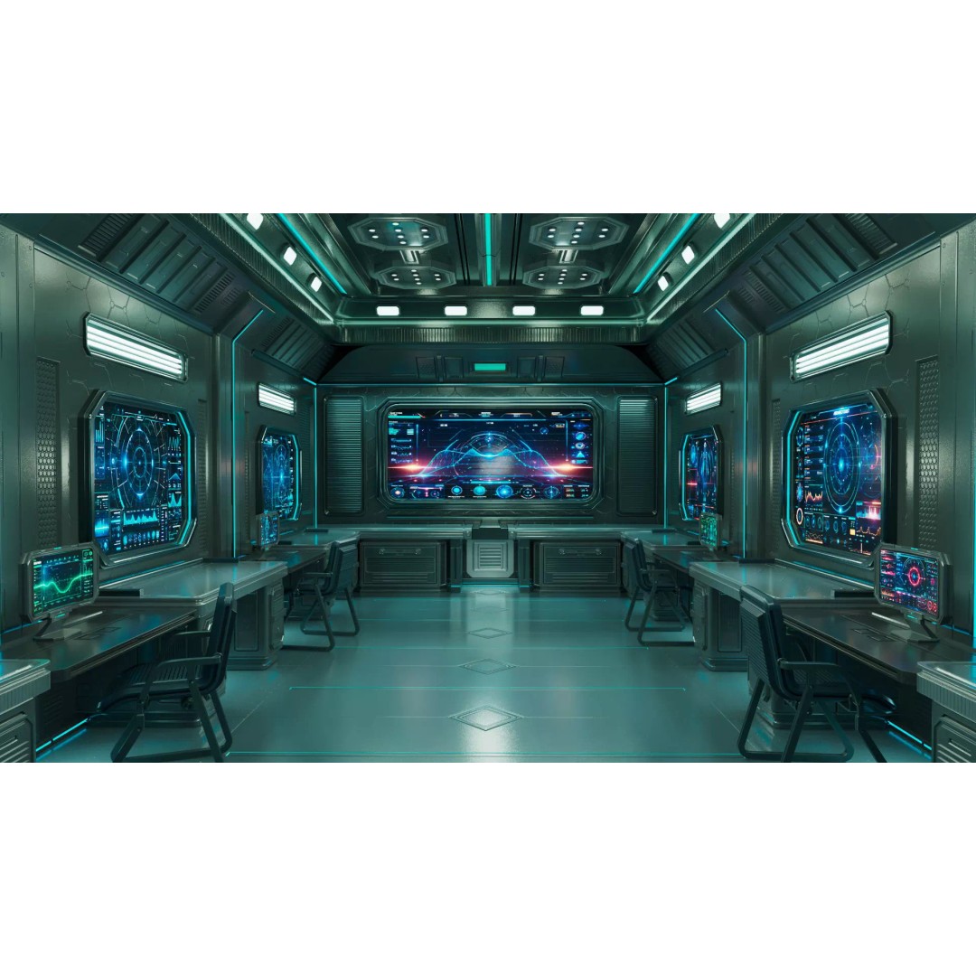 Sci-Fi Interior Station 3D Model – PBR Textures, Game-Ready Formats - View 3