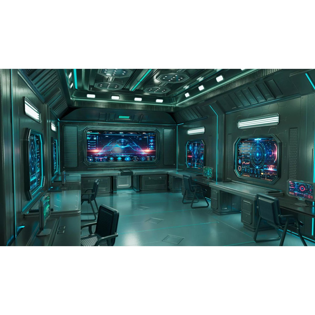 Sci-Fi Interior Station 3D Model – PBR Textures, Game-Ready Formats - View 4