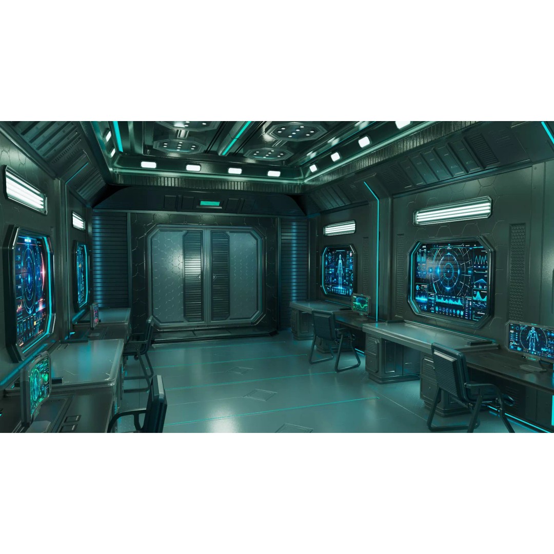 Sci-Fi Interior Station 3D Model – PBR Textures, Game-Ready Formats - View 5