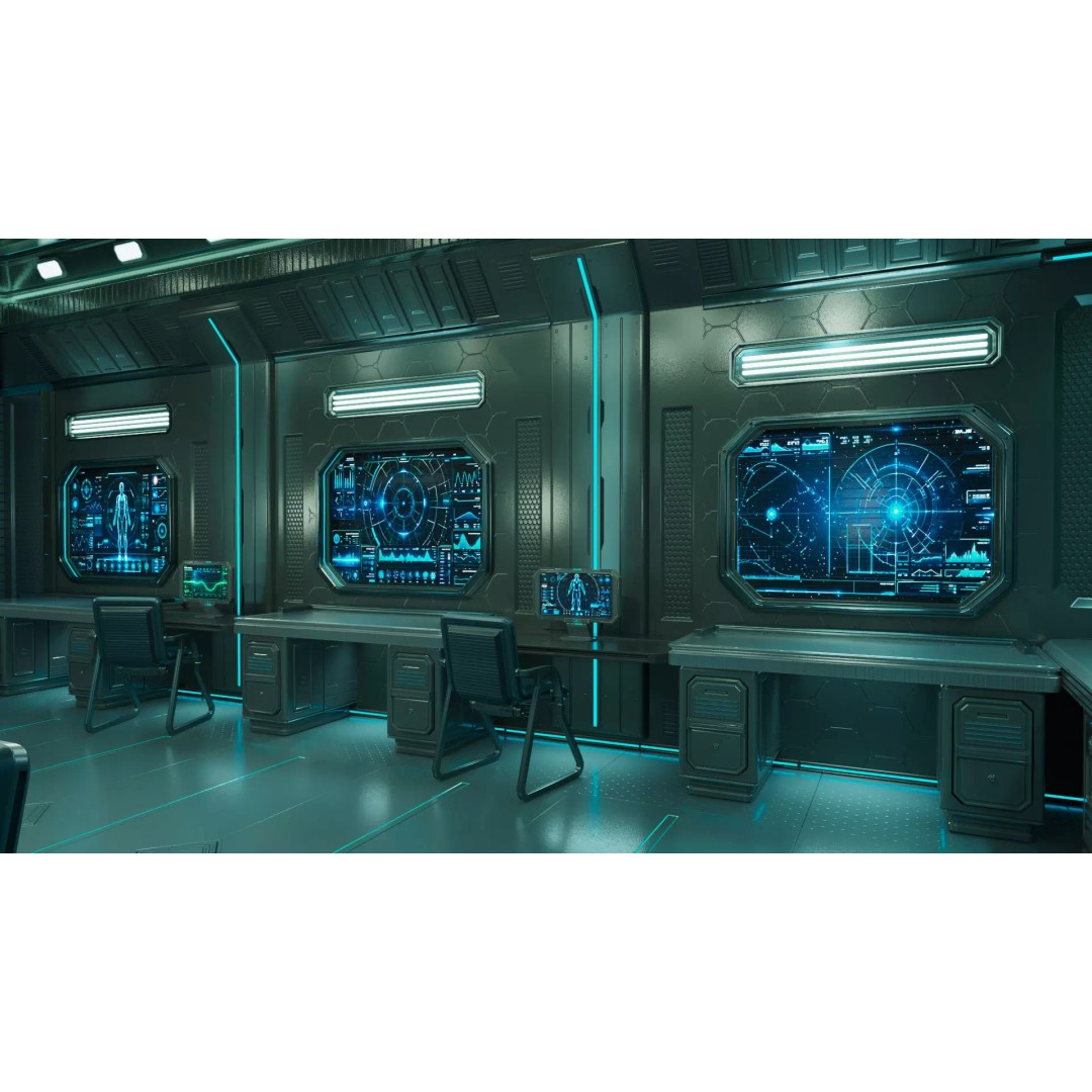 Sci-Fi Interior Station 3D Model – PBR Textures, Game-Ready Formats - View 9