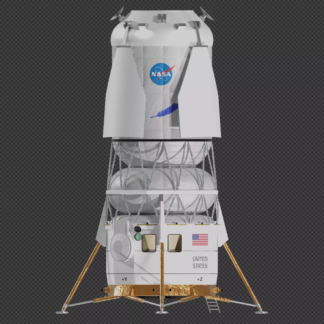 Blue Moon Human Landing System 3D Model – PBR Spacecraft, Blender, FBX - View 2