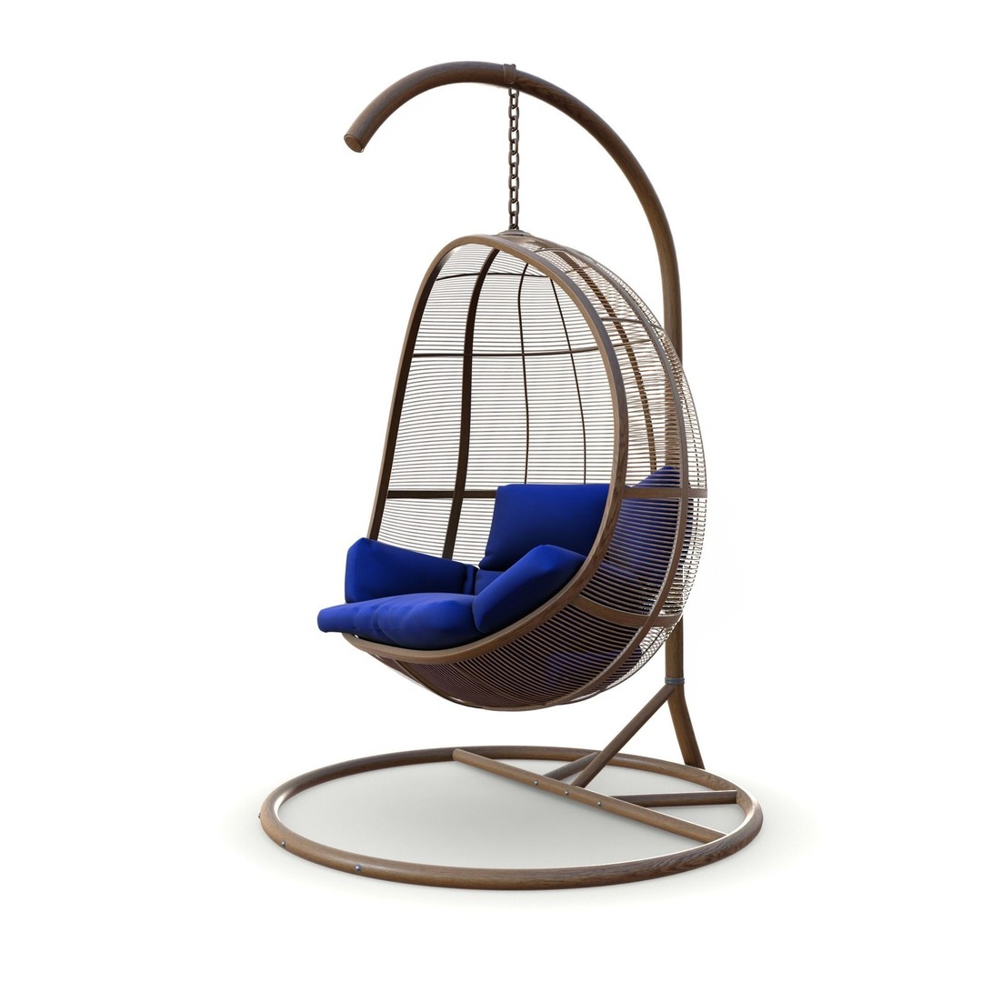 Swing Chair 3D Model – Low Poly Outdoor Furniture, Blender, FBX - View 10