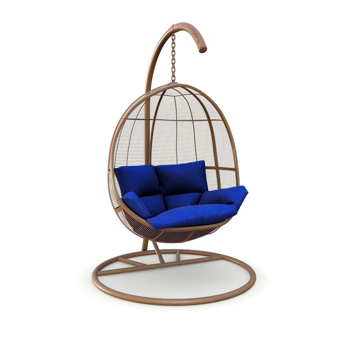 Swing Chair 3D Model – Low Poly Outdoor Furniture, Blender, FBX - View 3