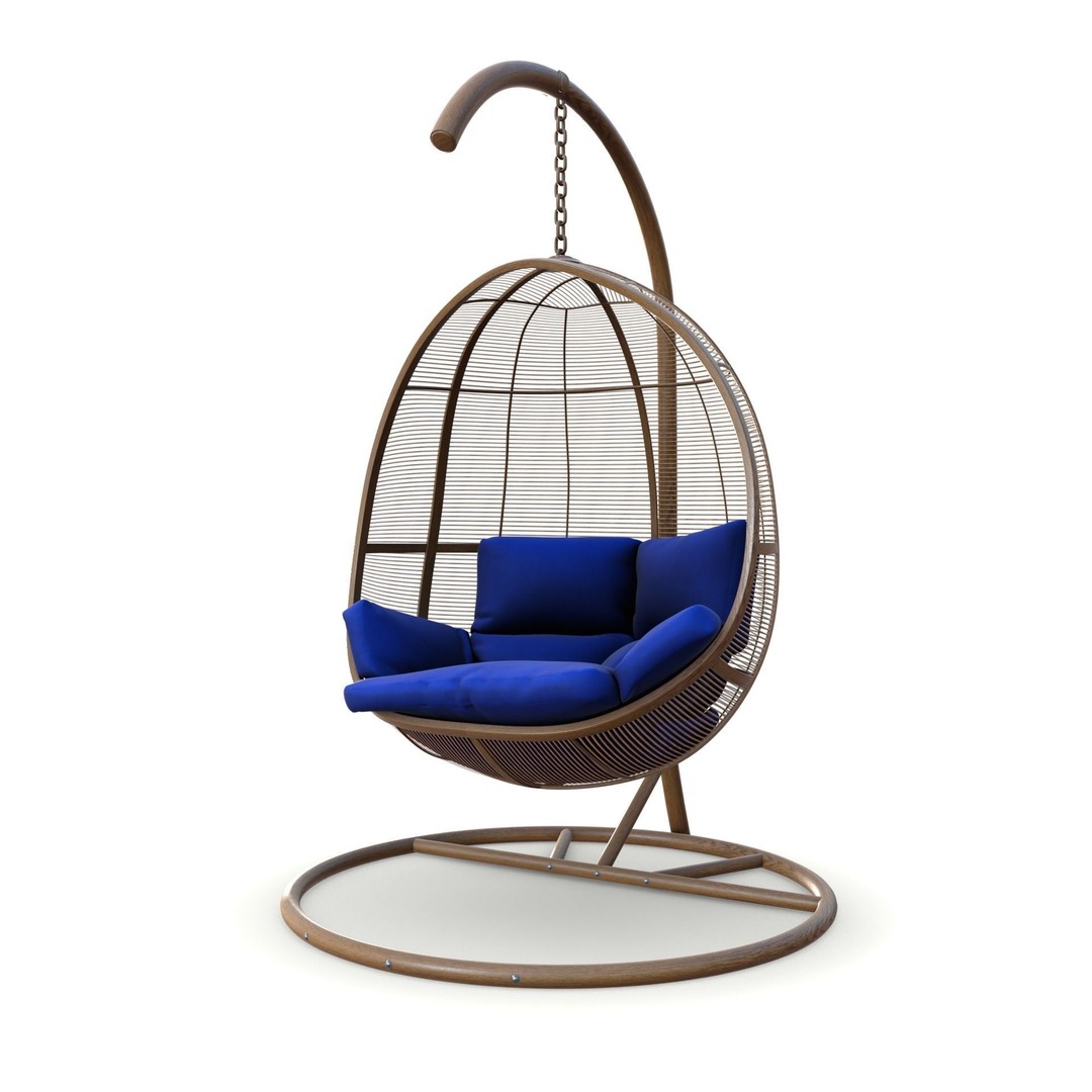 Swing Chair 3D Model – Low Poly Outdoor Furniture, Blender, FBX - View 4