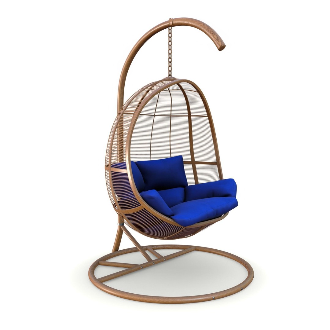 Swing Chair 3D Model – Low Poly Outdoor Furniture, Blender, FBX - View 6