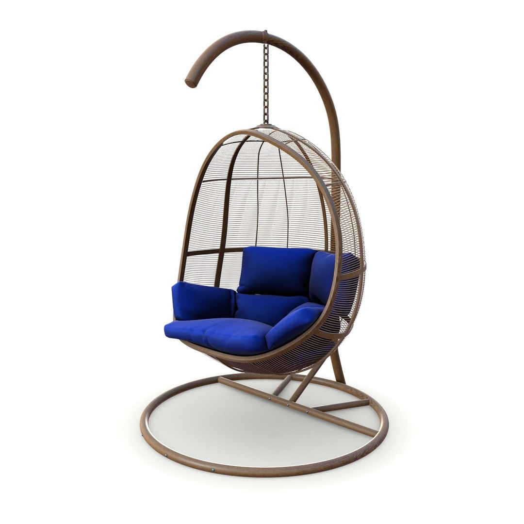 Swing Chair 3D Model – Low Poly Outdoor Furniture, Blender, FBX - View 7