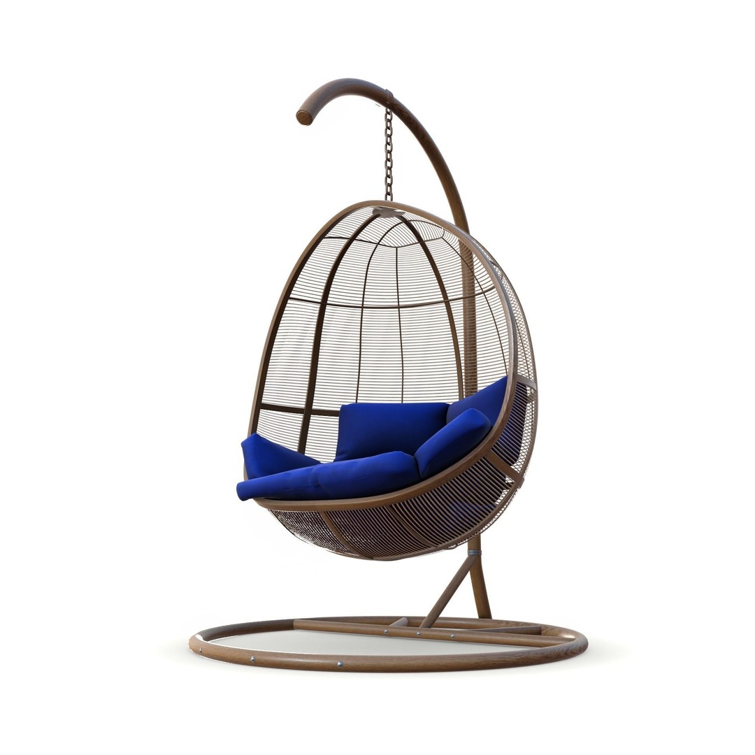 Swing Chair 3D Model – Low Poly Outdoor Furniture, Blender, FBX - View 8