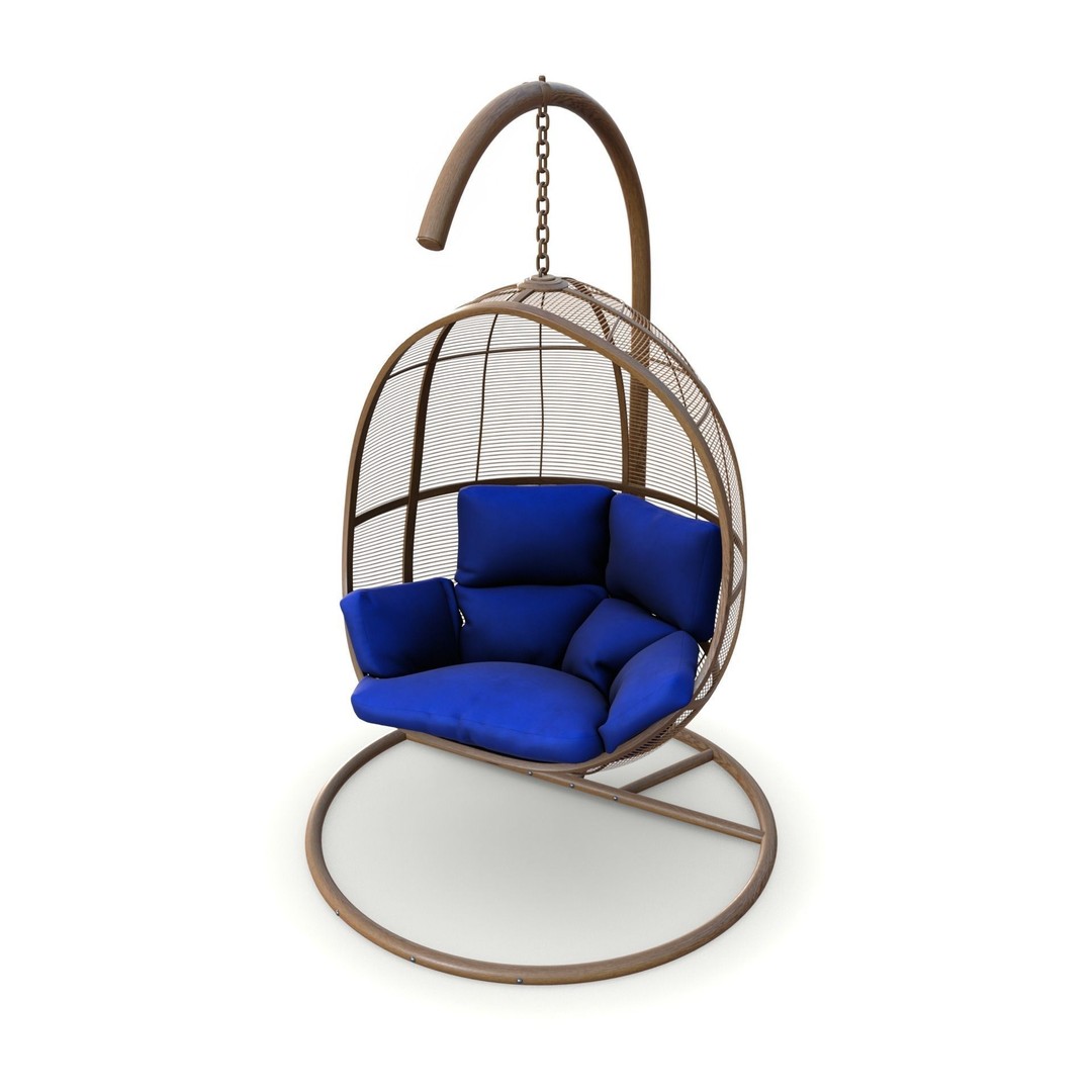 Swing Chair 3D Model – Low Poly Outdoor Furniture, Blender, FBX - View 9