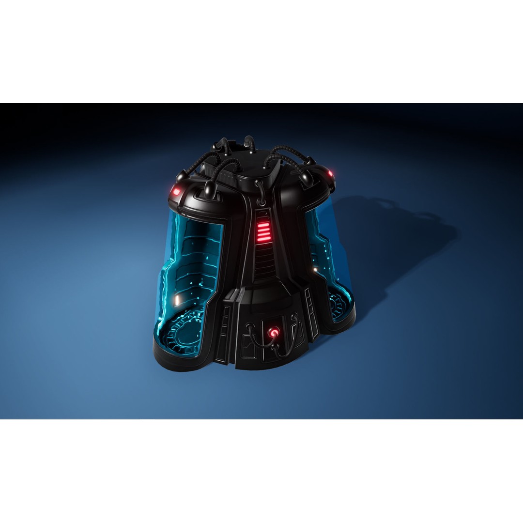 Sci-Fi Cryo Chamber 3D Model – Low Poly Game Asset, FBX, PBR - View 3
