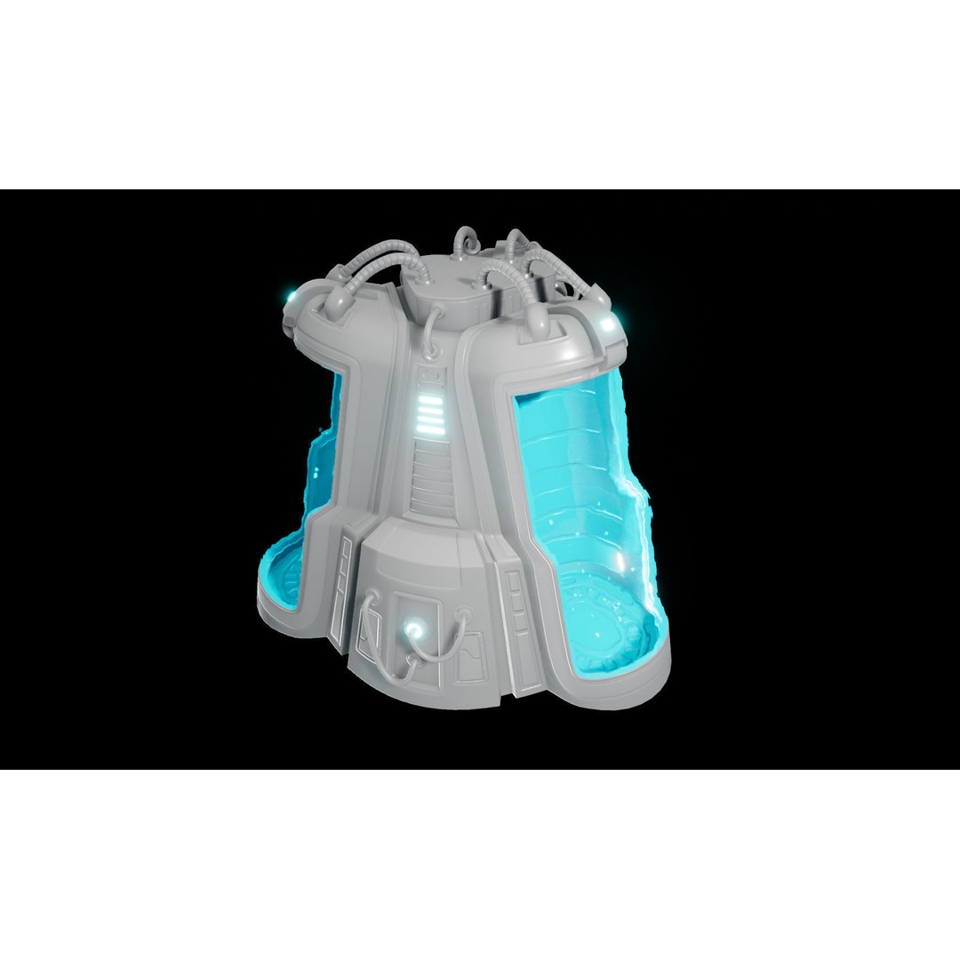 Sci-Fi Cryo Chamber 3D Model – Low Poly Game Asset, FBX, PBR - View 9