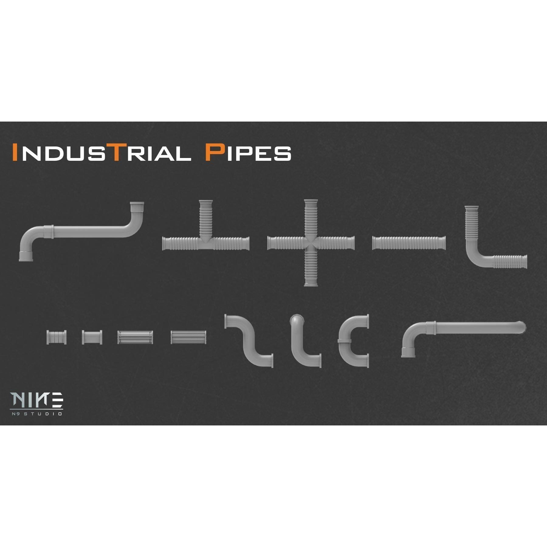 Industrial Pipes - Game-Ready 3D Model - View 10