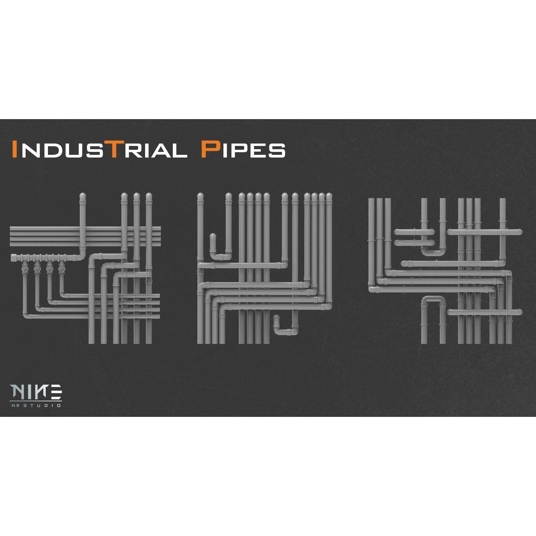 Industrial Pipes - Game-Ready 3D Model - View 11