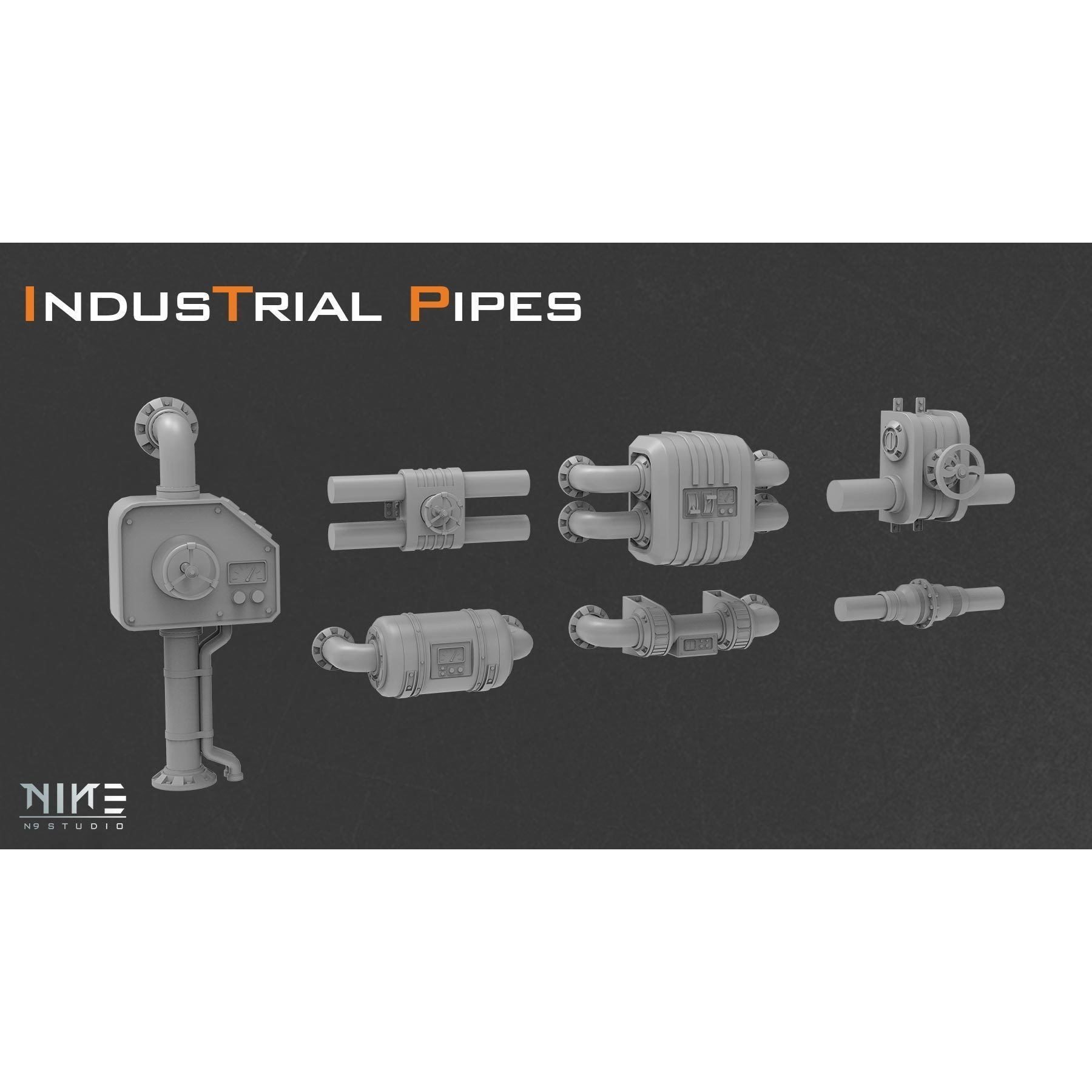 Industrial Pipes - Game-Ready 3D Model - View 3