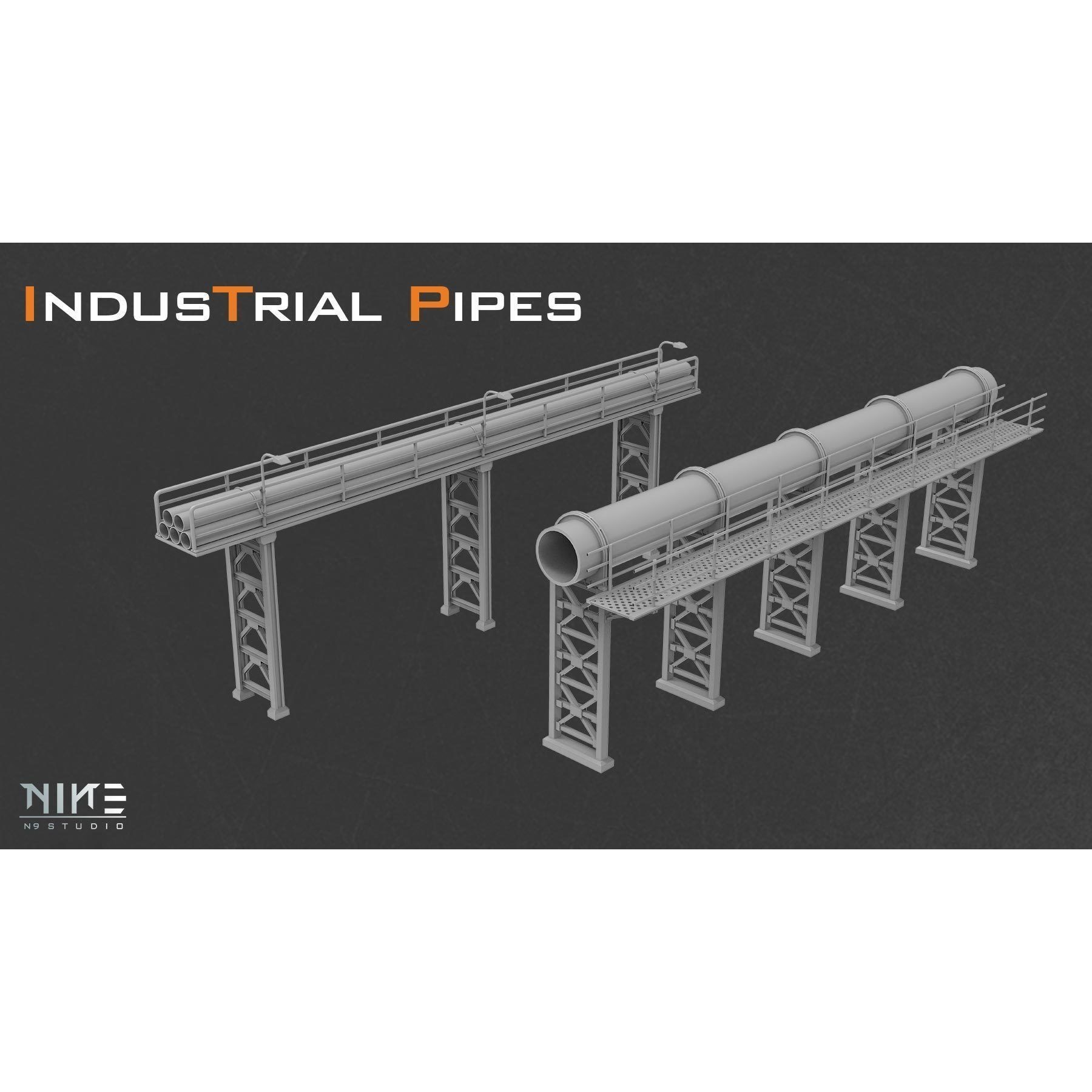 Industrial Pipes - Game-Ready 3D Model - View 4