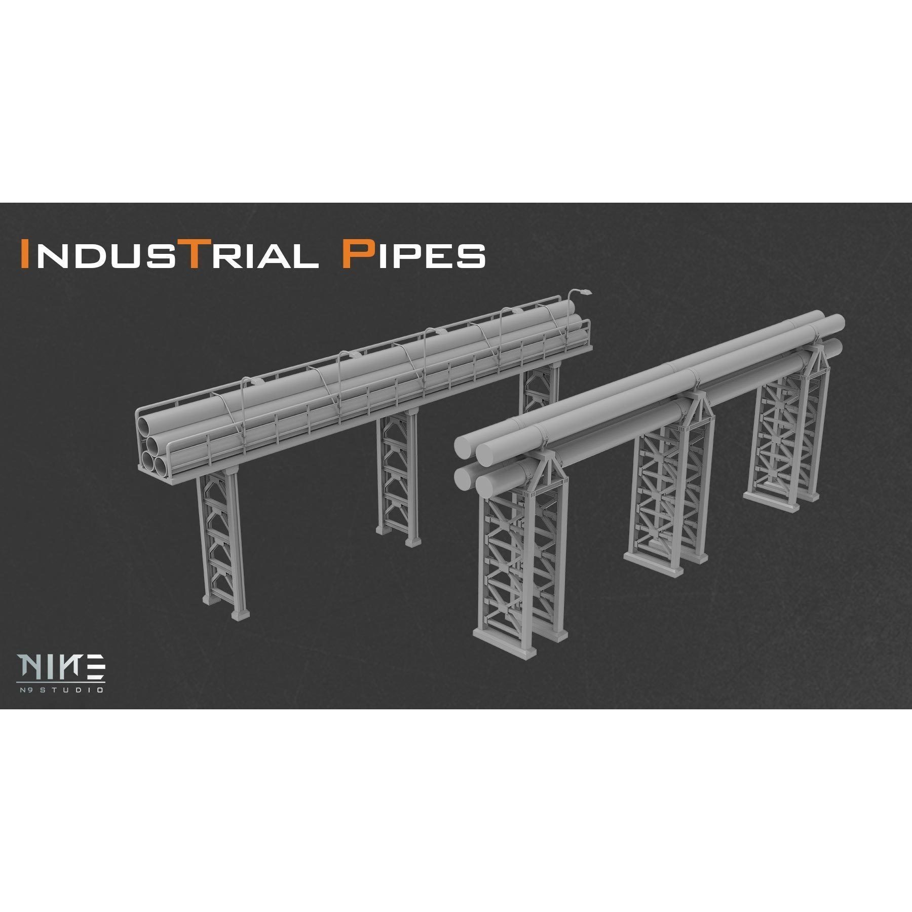 Industrial Pipes - Game-Ready 3D Model - View 5