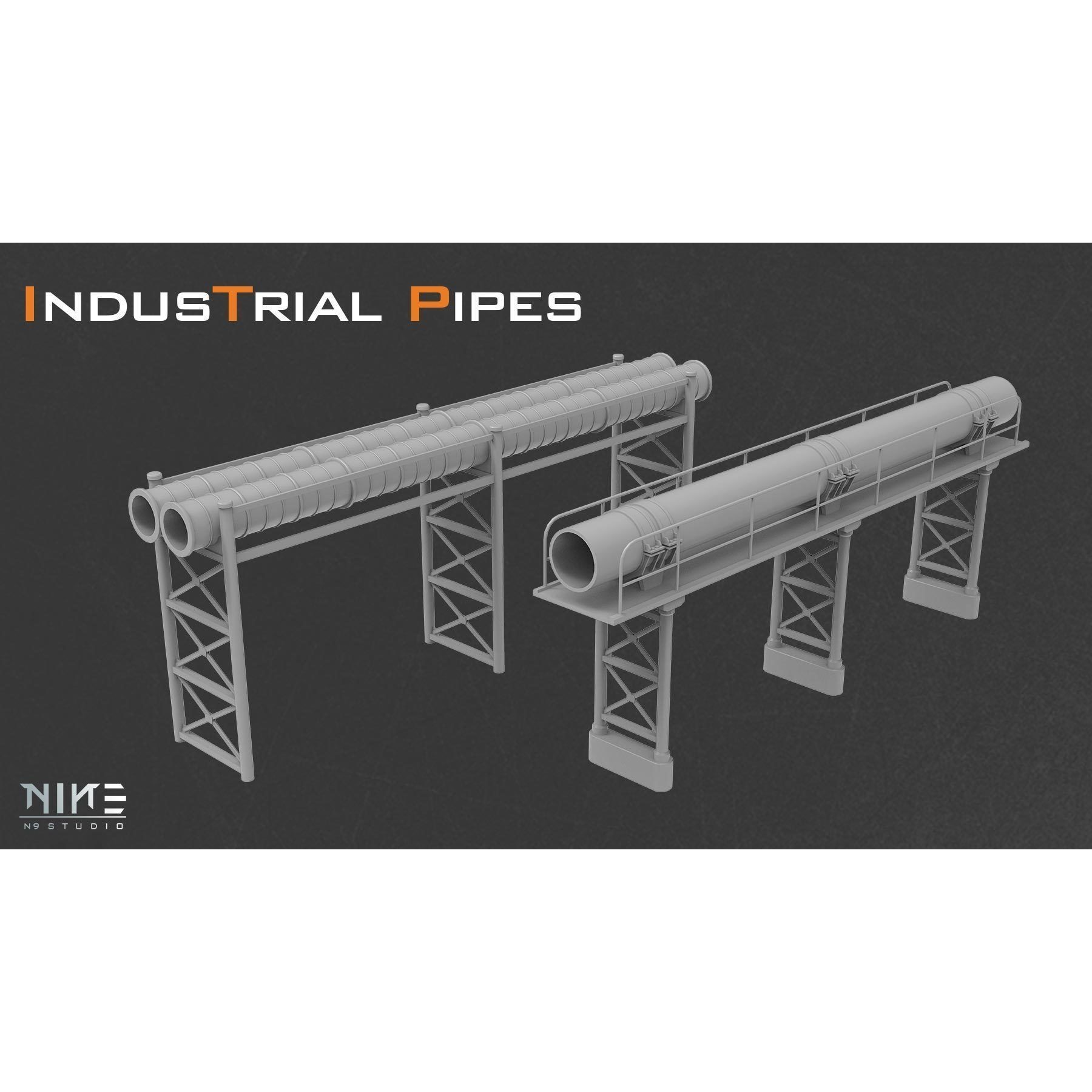 Industrial Pipes - Game-Ready 3D Model - View 6