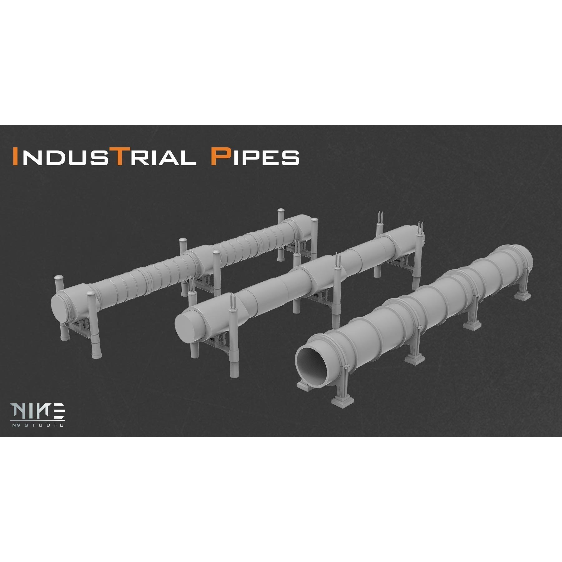 Industrial Pipes - Game-Ready 3D Model - View 7