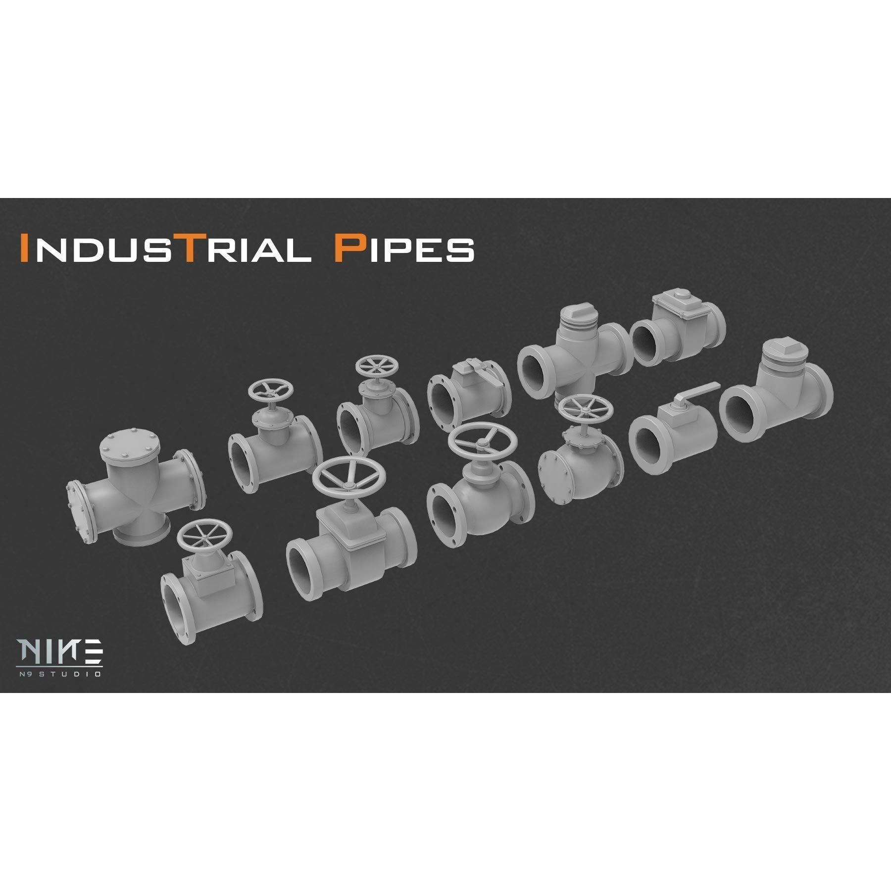 Industrial Pipes - Game-Ready 3D Model - View 8