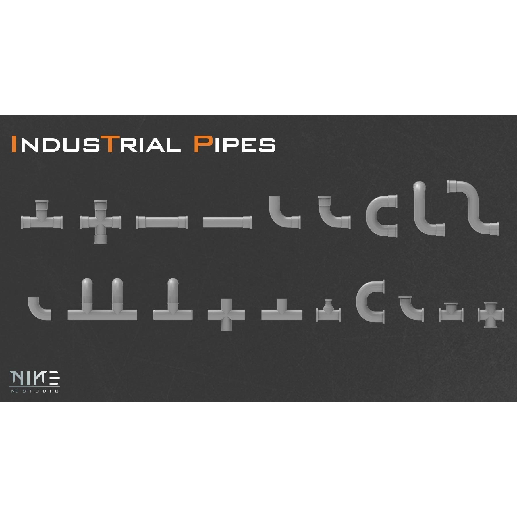 Industrial Pipes - Game-Ready 3D Model - View 9
