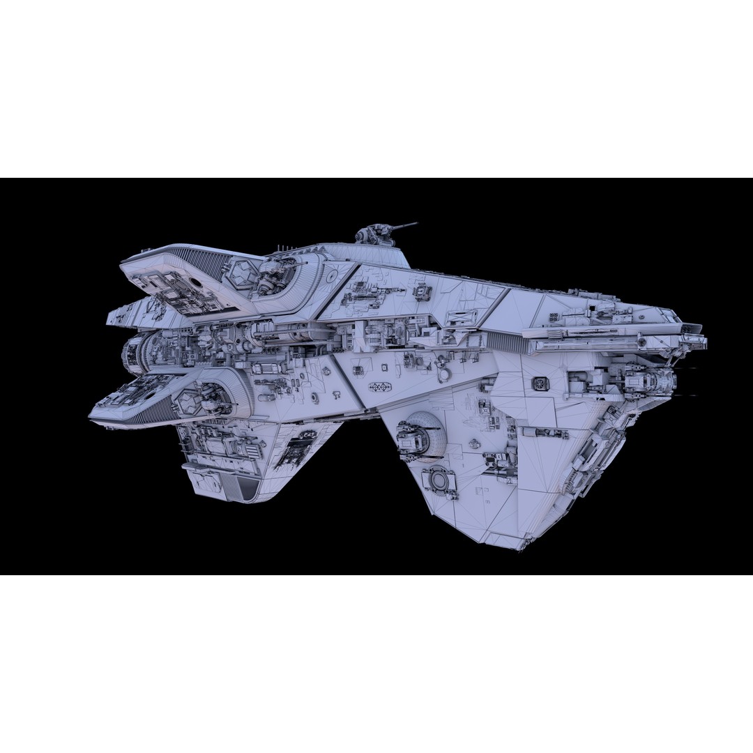 Mandalorian Cruiser 3D Model – High Poly Space Ship, FBX, Blender - View 11