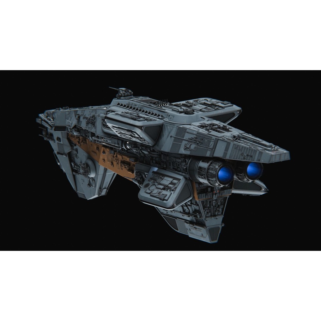 Mandalorian Cruiser 3D Model – High Poly Space Ship, FBX, Blender - View 4