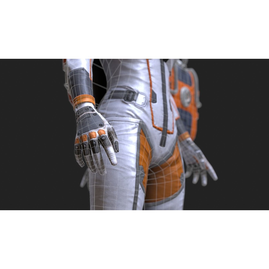 Female Space Suit 3D Model – Low Poly Game Asset, FBX, PBR - View 10
