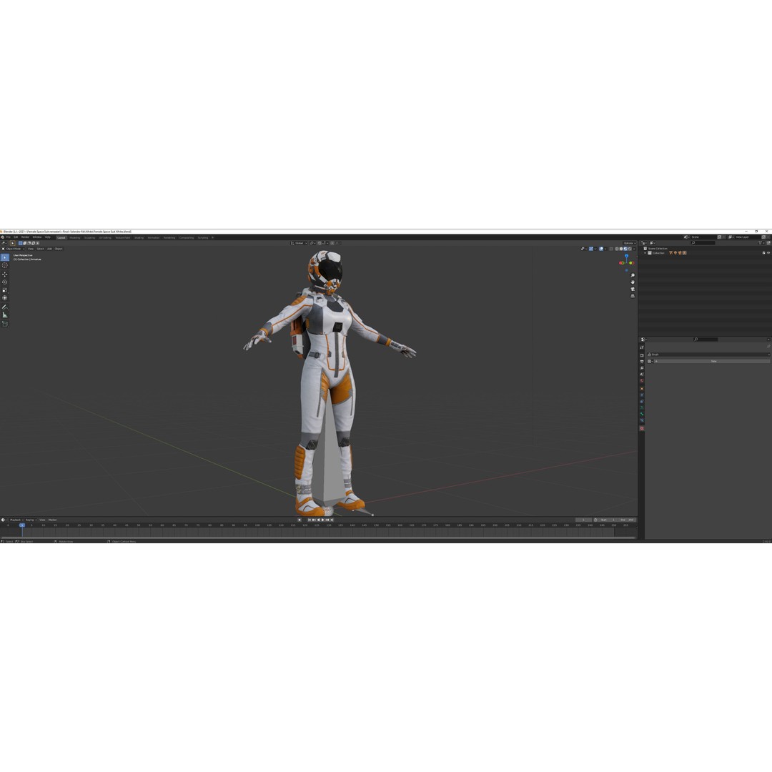 Female Space Suit 3D Model – Low Poly Game Asset, FBX, PBR - View 12