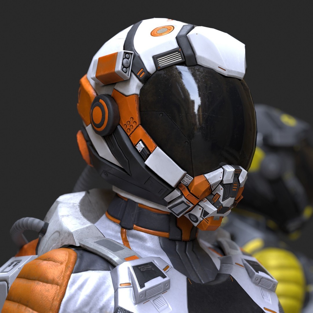 Female Space Suit 3D Model – Low Poly Game Asset, FBX, PBR - View 3