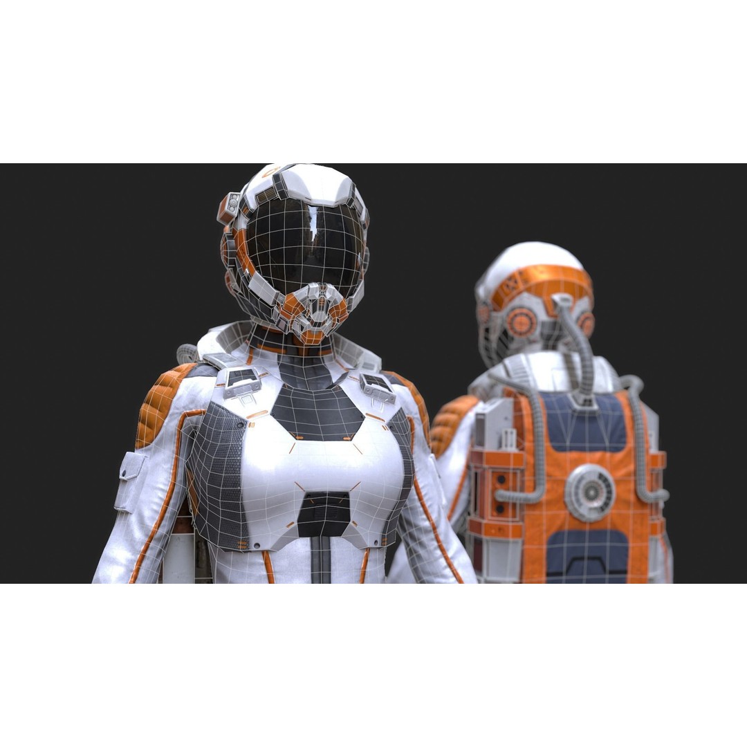 Female Space Suit 3D Model – Low Poly Game Asset, FBX, PBR - View 7