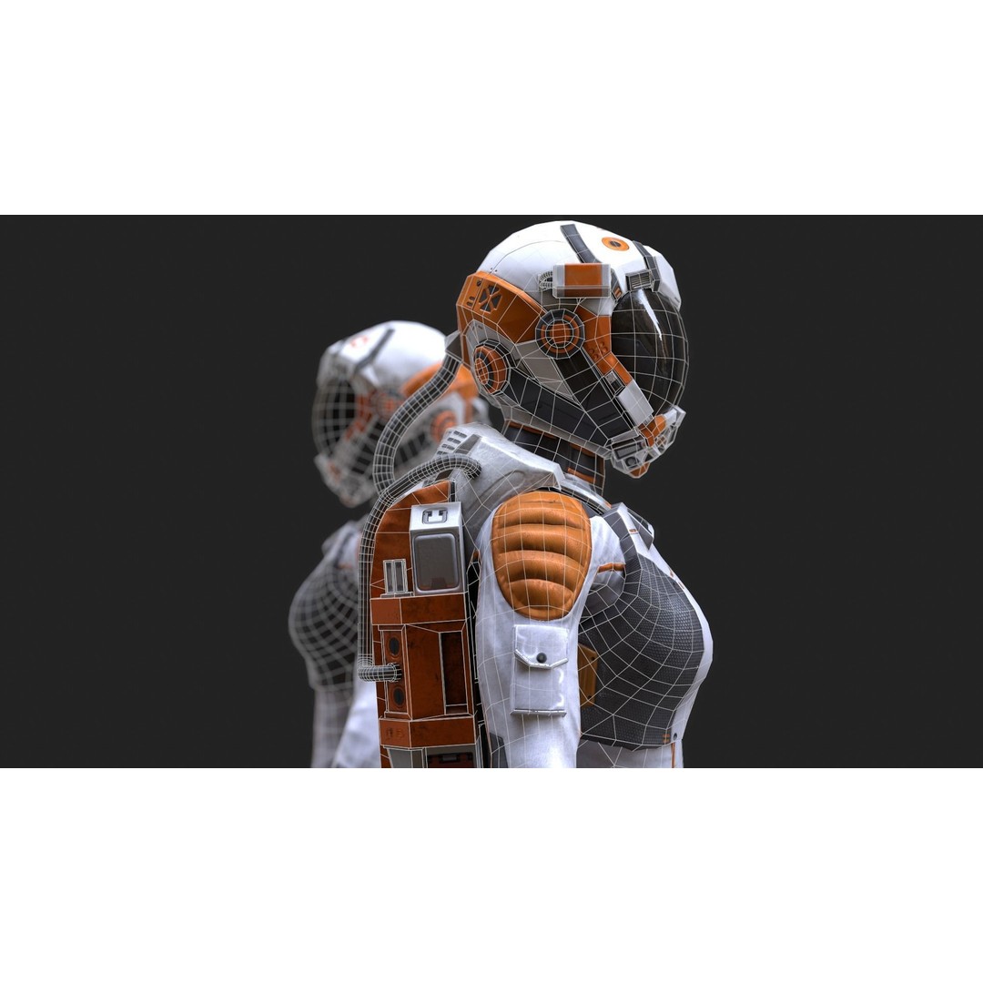Female Space Suit 3D Model – Low Poly Game Asset, FBX, PBR - View 8