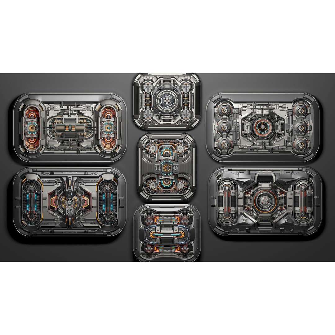 Sci-Fi Kitbash Mega Elements 4 3D Model – High Poly Subdivision Ready, FBX/OBJ - View 3