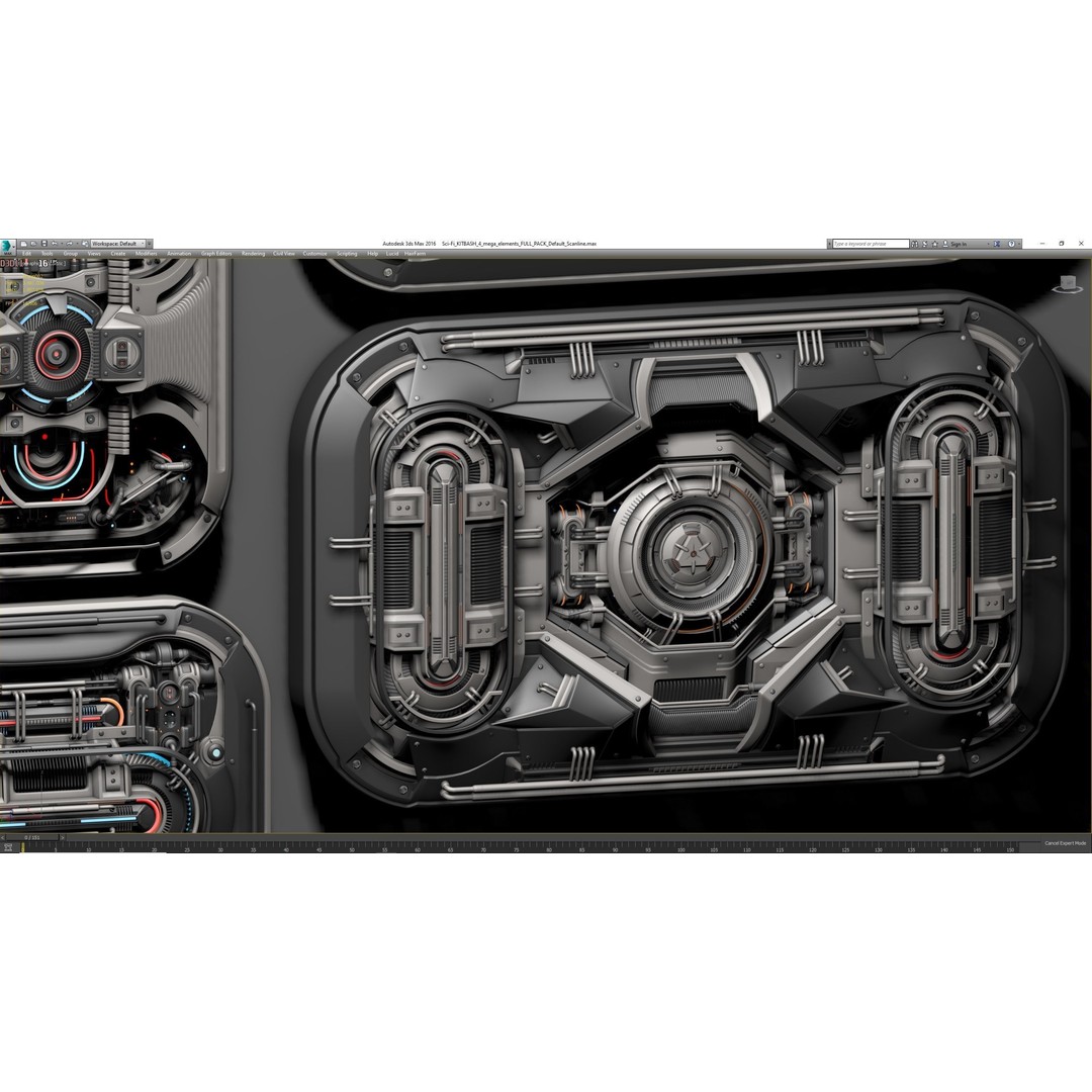 Sci-Fi Kitbash Mega Elements 4 3D Model – High Poly Subdivision Ready, FBX/OBJ - View 38