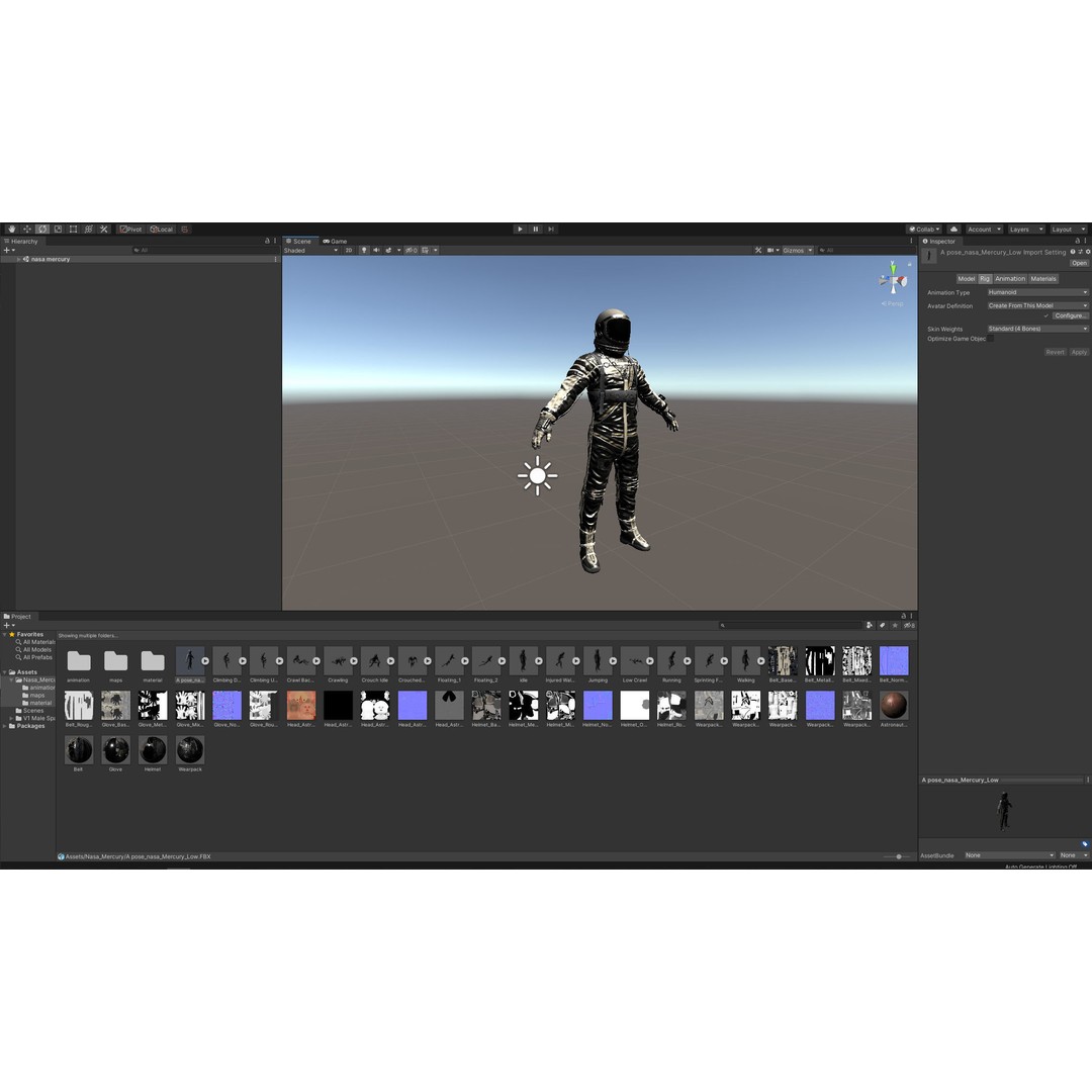 Space Suit 3D Model – Low Poly Rigged Character for Games, FBX
